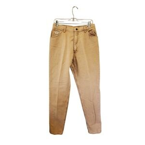 Vintage Wrangler For Women Tan Khaki High Waisted Taper Jeans 12x34 M925-013 USA